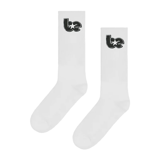 BE Star White Crew Socks